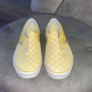 Yellow checkered slip on Vans
